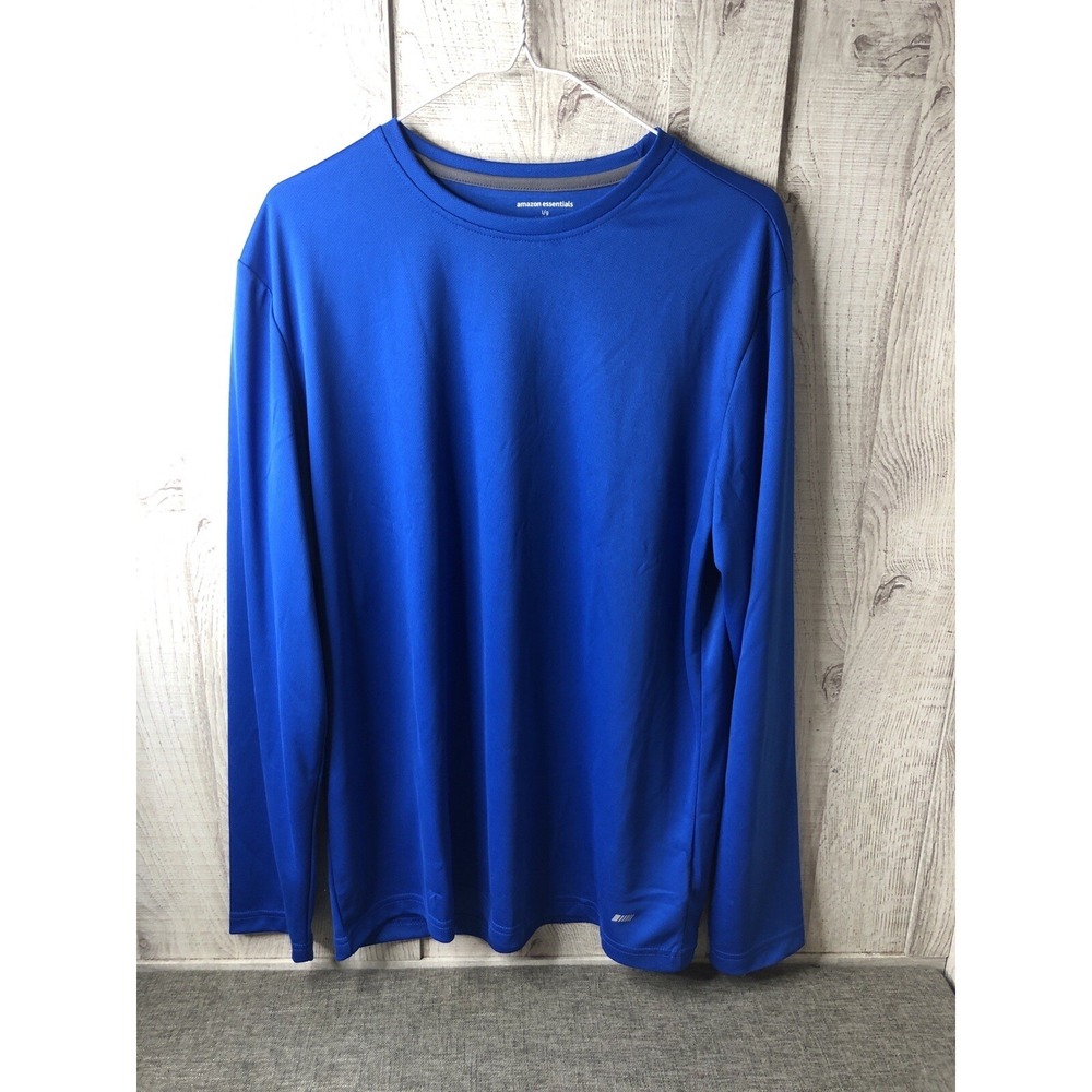 Essentials Mens Shirt Size Large Blue Long Sleeves Dri Fit Workout Running
